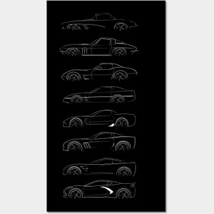 Evolution of the Corvette - profile stencil, white Posters and Art
